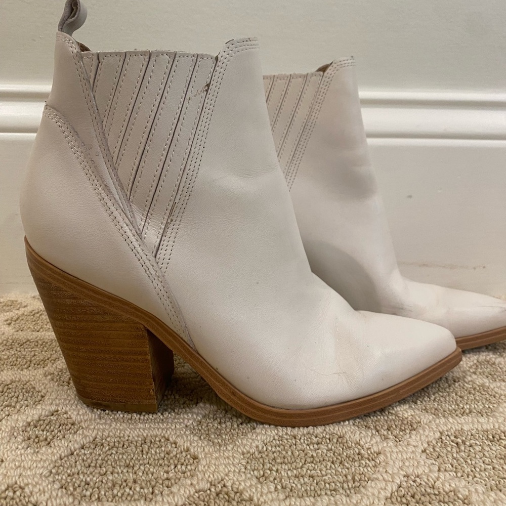 Marc Fisher White and Brown Ankle Boots with Western Style